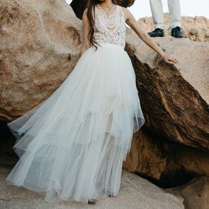 BCBGMAXAZRIA ivory gardenia tulle skirt nwt S/XS